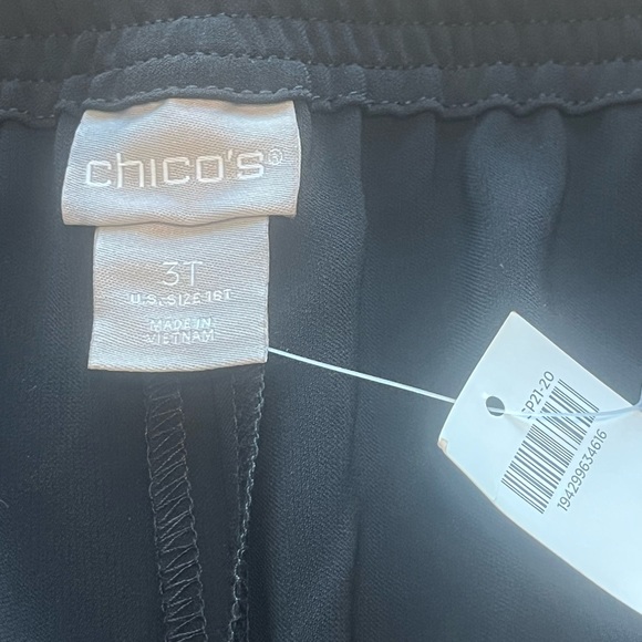 LAST CALL NWT Chico’s Pants 3T / XL 16 Tall Black Tapered Pull On Dress Pants - Picture 3 of 11